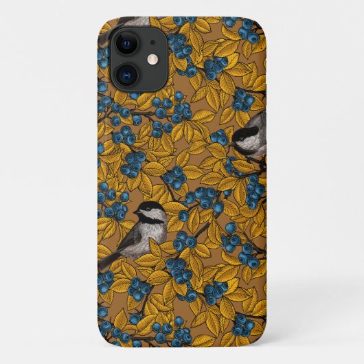 Vogelvogels op blauwbes-takken Case-Mate iPhone case (Achterkant)