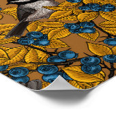 Vogelvogels op blauwbes-takken poster (Hoek)