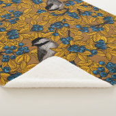 Vogelvogels op blauwbes-takken sherpa deken (3/4)