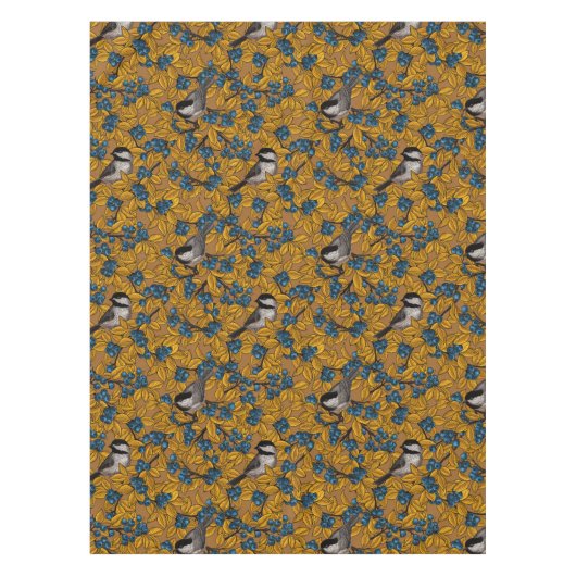 Vogelvogels op blauwbes-takken tafelkleed (Voorkant)