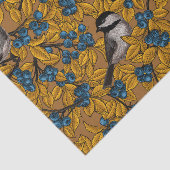 Vogelvogels op blauwbes-takken tissuepapier (Detail)