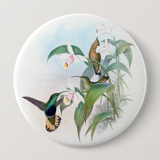 Vogelvogels Orchid Flowers Animal Button (Voorkant)