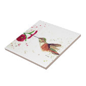 Vogelvogels rode bloemen natuur waterverven vogels tegeltje (Zijkant)