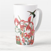 Vogelvogels Rode tuinbloemen latte Mok (Rechterhoek)