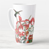 Vogelvogels Rode tuinbloemen latte Mok (Linkerhoek)