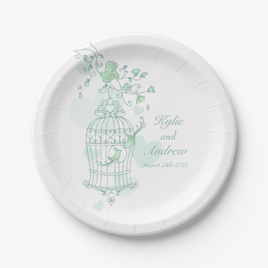 Vogelvogels rond de bruiloft - bord op aangepast p (Voorkant)