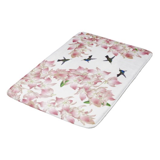 Vogelvogels Roze Orchidee Flowers Bathmat Badmat (Gekanteld)
