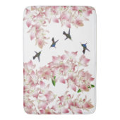 Vogelvogels Roze Orchidee Flowers Bathmat Badmat (Voorkant Verticaal)