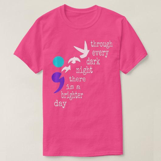 Vogelvogels Semicolon Gift Suicide Prevention Awa T-shirt (Design voorkant)