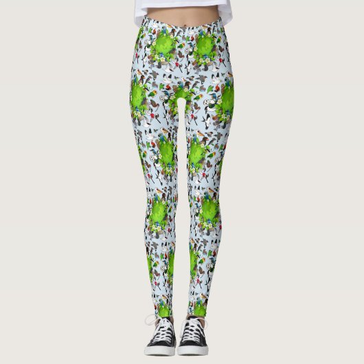 Vogelvogels vliegen rond de aarde leggings (Voorkant)
