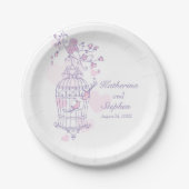 Vogelvogels voor bruiloft roze aangepast bord (Voorkant)