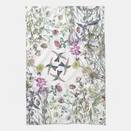 Vogelvogels Wilde bloem Keukenhanddoek (Verticaal)