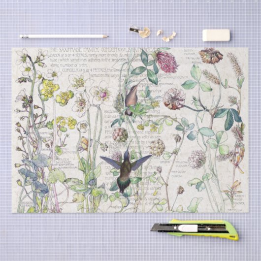 Vogelvogels Wilde bloemen Weefpapier Tissuepapier