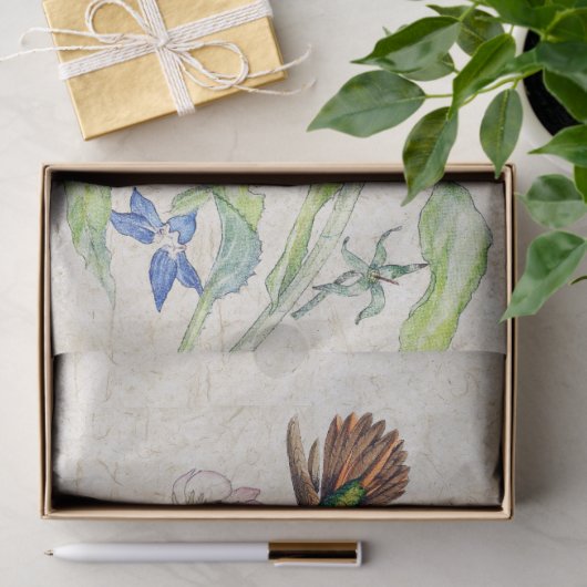 Vogelvogels Wilde bloemen Weefpapier Tissuepapier (Geschenk)