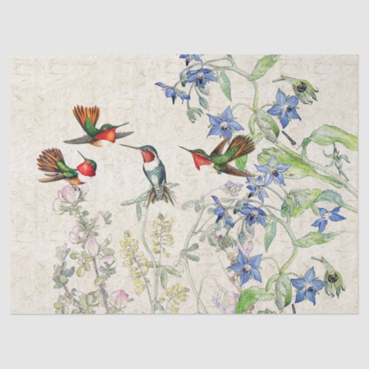 Vogelvogels Wilde bloemen Weefpapier Tissuepapier (Voorkant)