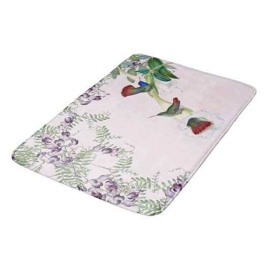 Vogelvogels Wilde bloemen Wit-bloem Wit-mat Badmat (Gekanteld)