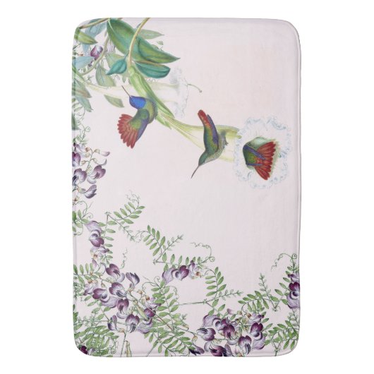 Vogelvogels Wilde bloemen Wit-bloem Wit-mat Badmat (Voorkant Verticaal)