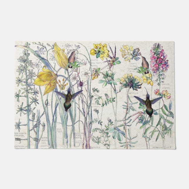 Vogelvogels Wilde Tulip Flowers Doormat Deurmat (Voorkant)