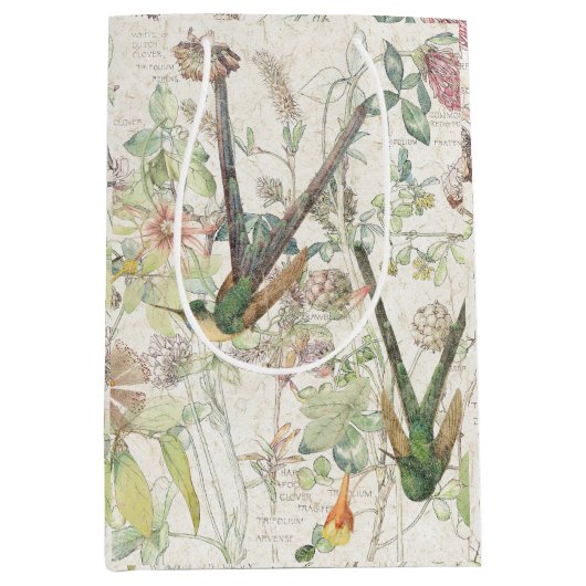 Vogelvogeltenklaver Wildbloem Collage Medium Cadeauzakje (Voorkant)