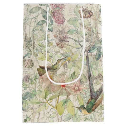 Vogelvogeltenklaver Wildbloem Collage Medium Cadeauzakje (Achterkant)