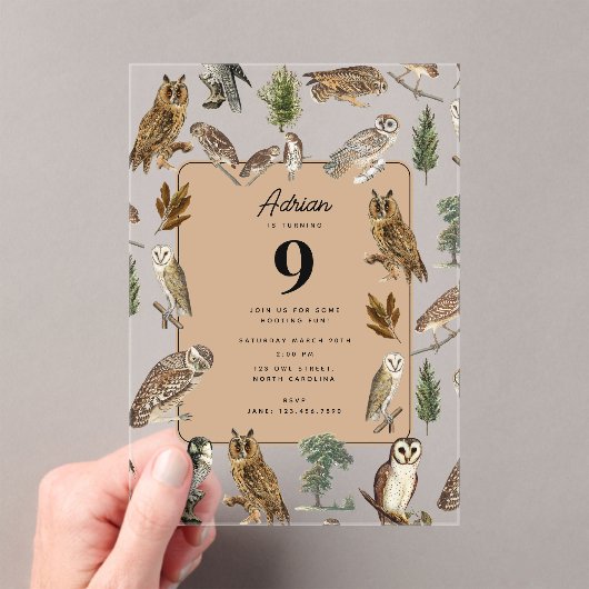  vogelvogelvogelpartij bij de Waterverf van de Owl Acryl Uitnodigingen (Insitu (Draagbaar))