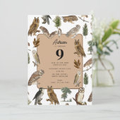  vogelvogelvogelpartij bij de Waterverf van de Owl Kaart (Staand voorkant)