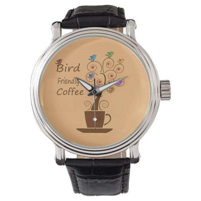 Vogelvriendelijke koffie horloge (Voorkant)