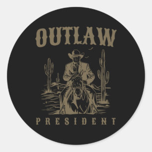 Vogelvrij President Trump Cowboy Trump Veroordeeld Ronde Sticker