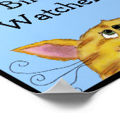 Vogelwaarnemer-kat kijkt vogels boven poster (Hoek)