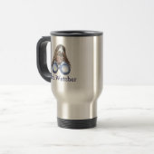 Vogelwachter die je ziet waterverf Humor Reisbeker (Voorkant links)