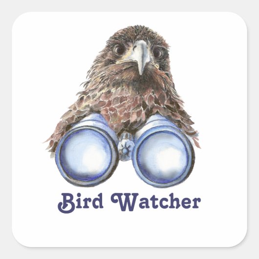 Vogelwachter die je ziet waterverf Humor Vierkante Sticker (Voorkant)