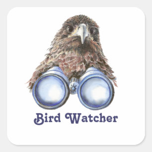 Vogelwachter die je ziet waterverf Humor Vierkante Sticker