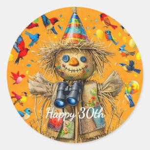 Vogelwachter Vogelverschrikker Verjaardag Aangepas Ronde Sticker
