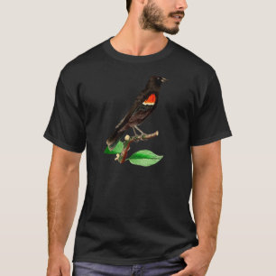 Vogelwachters Rode vleugel met zwarte vogel Rode v T-shirt