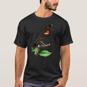 Vogelwachters Rode vleugel met zwarte vogel Rode v T-shirt
