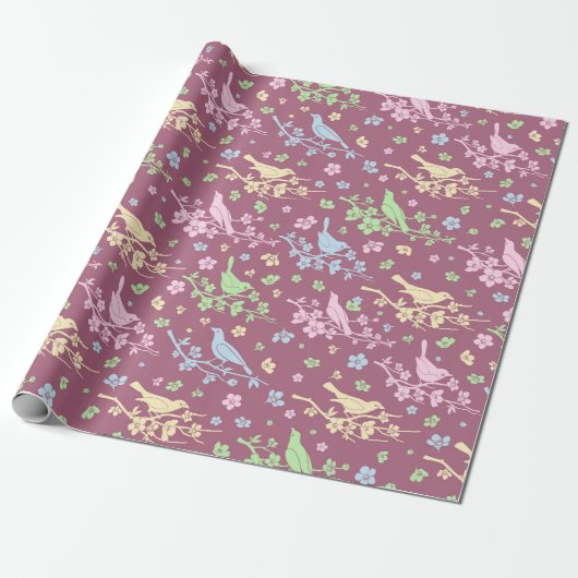 Vogelwandelpapier Cadeaupapier (Uitgerold)