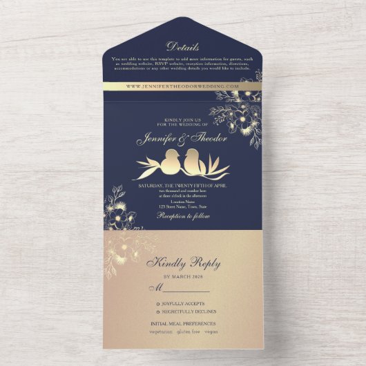 Vogelweddenschap All In One Uitnodiging (Binnen)