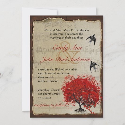 vogelweddenschappen met het hartverscheurend blad kaart (Achterkant)