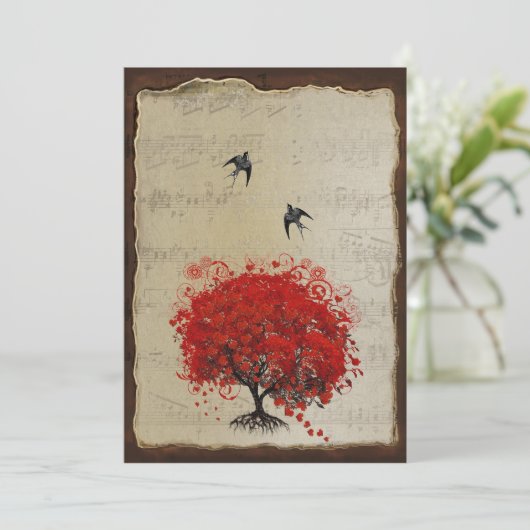  vogelweddenschappen met het hartverscheurend blad kaart (Staand voorkant)