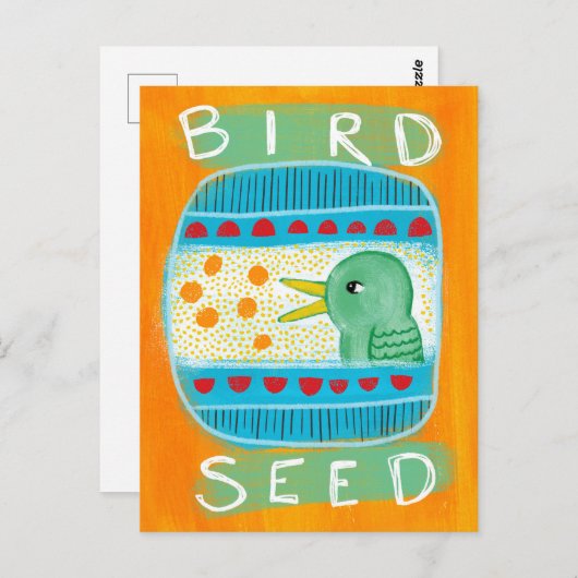 Vogelzaad Briefkaart - Funny Bird (Voorkant / Achterkant)