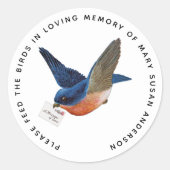 Vogelzaad in liefdevolle herinnering begrafenis ronde sticker (Voorkant)