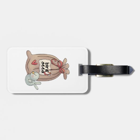 Vogelzaadzak met boog en hart bagagelabel (Achterkant horizontaal)