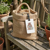 Vogelzaadzak met boog en hart bagagelabel