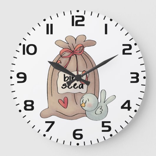 Vogelzaadzak met boog en hart grote klok (Voorkant)