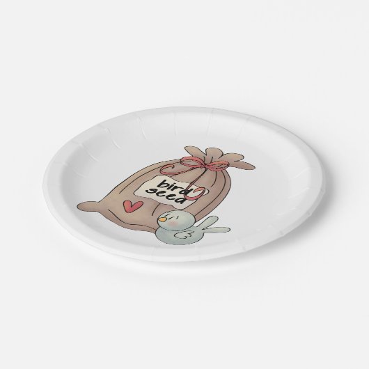 Vogelzaadzak met boog en hart papieren bordje (Gekanteld)