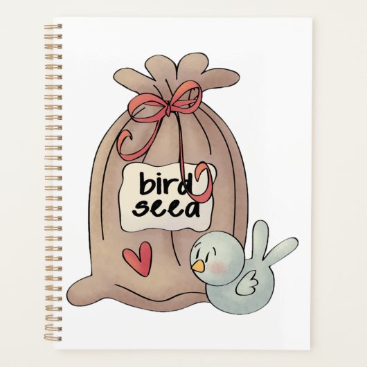 Vogelzaadzak met boog en hart planner (Voorkant)