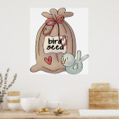 Vogelzaadzak met boog en hart poster (Keuken)