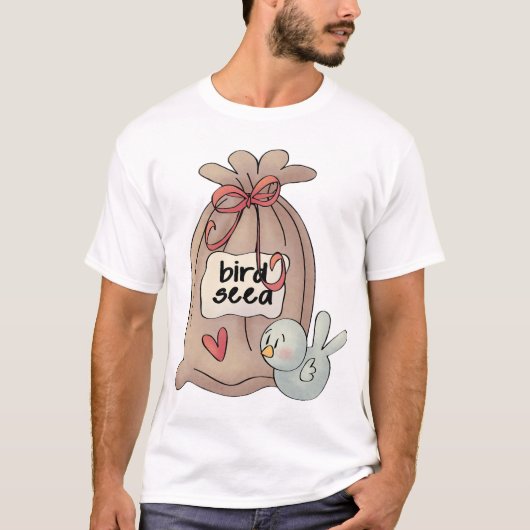 Vogelzaadzak met boog en hart t-shirt (Voorkant)