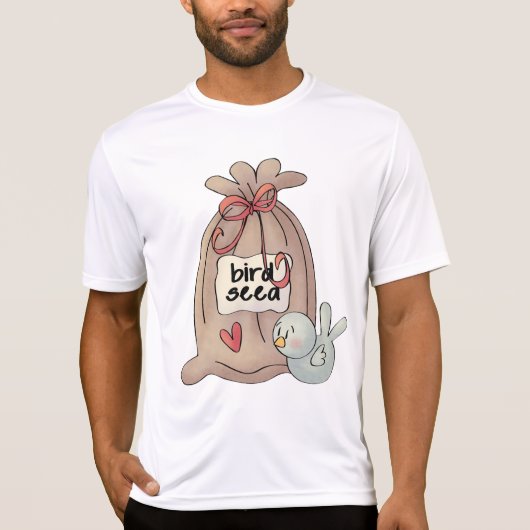 Vogelzaadzak met boog en hart t-shirt (Voorkant)