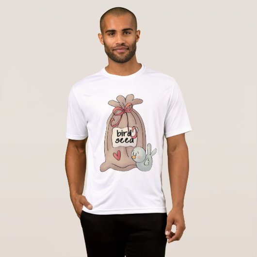 Vogelzaadzak met boog en hart t-shirt (Voorkant volledig)